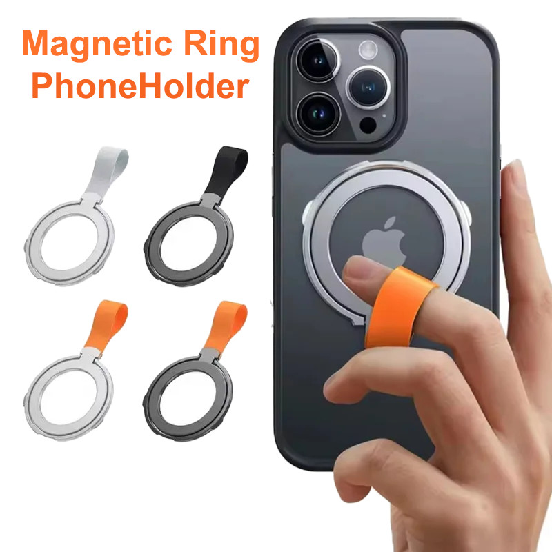 For MagSafe Magnetic Ring Phone Holder with Silicone Lanyard 360° Rotatable Phone Grip for IPhone Xi