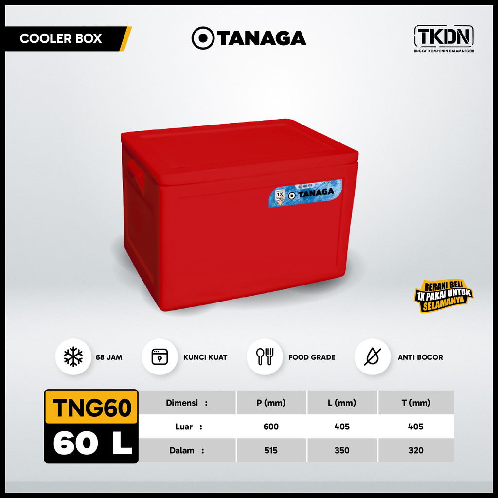 TANAGA Cooler Box 60 Liter Coolbox Ice Box Kotak Container Pendingin Es Batu Ikan Daging Tahan Lama