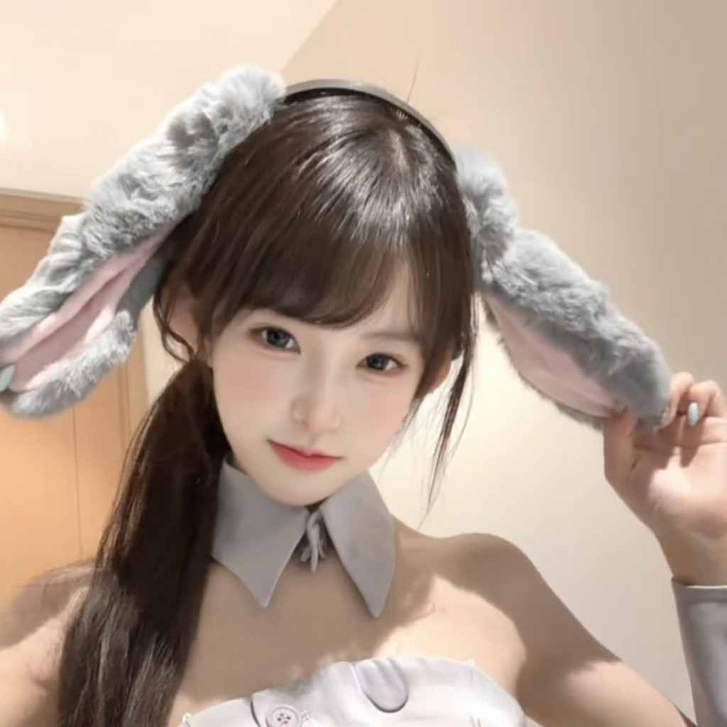 [Crush One] Kartun Telinga Kelinci Aksesoris Rambut Bulu Halus Imut Manis Hiasan Kepala Cosplay Anim