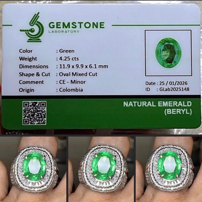 Cincin Pria Emerald Beryl Memo lab