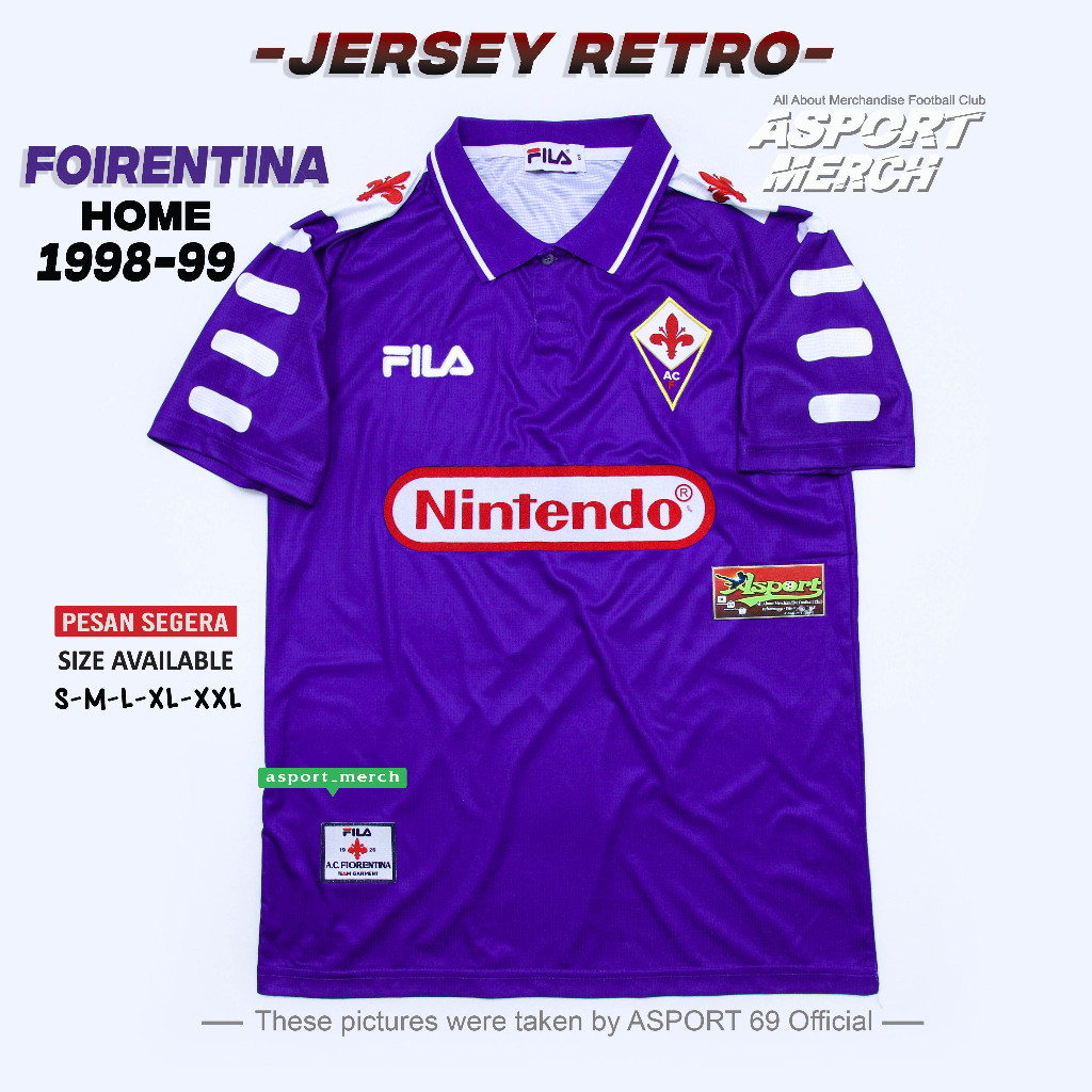 FIORENTINA RETRO HOME 1998 1999  RETRO FI0RENTINA HOME 98 99