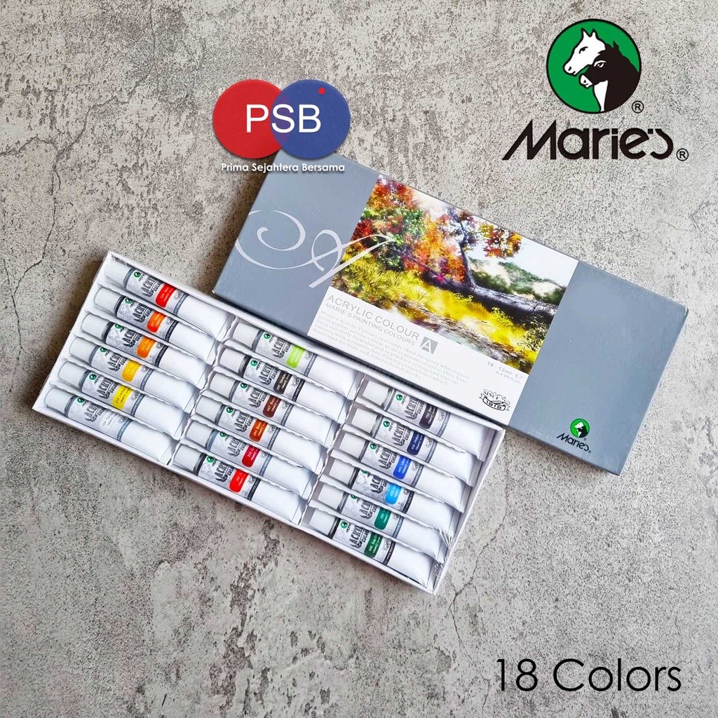 TERBARU 2026 Cat Akrilik Maries set 18 warna / Maries Acrylic set 18 colors