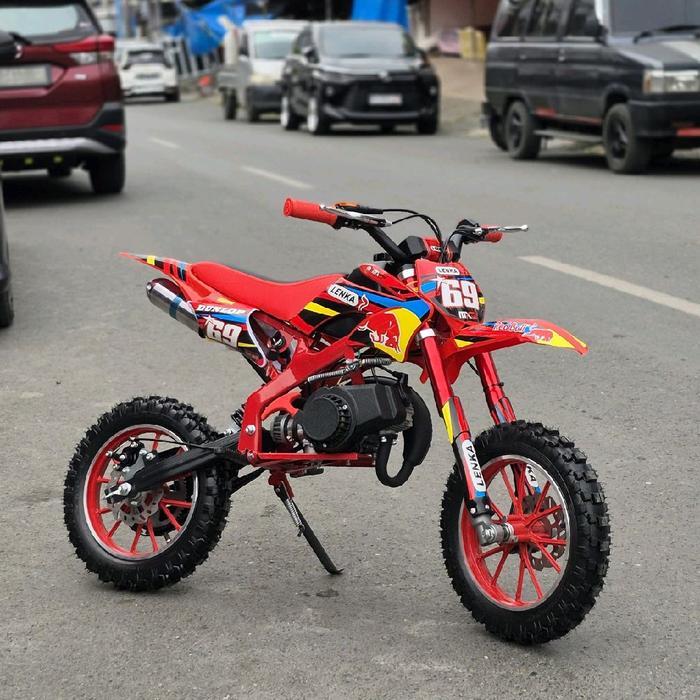 Motor Mini Trail LENKA MC69 MC 69 Trail Mini 50cc 2T Kuat Mesin Tarik - MERAH