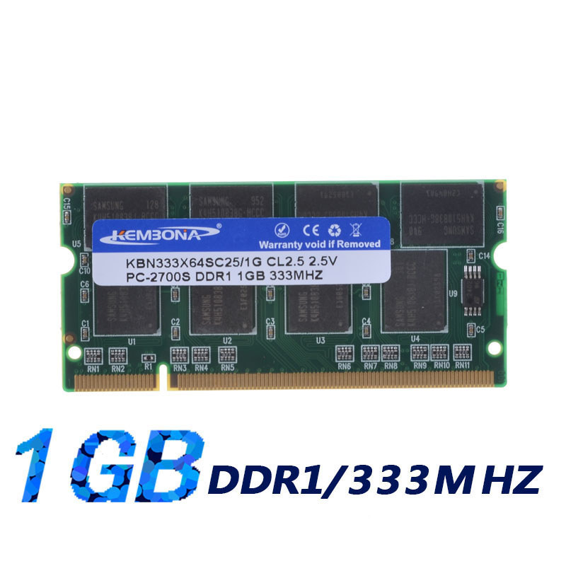 KEMBONA Ram ddr1 1gb 333 sodimm pc2700 200pin CL2.5 compatible with ALL for laptop and Notebook