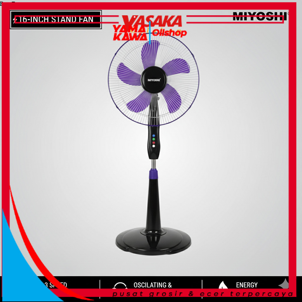 Kipas Angin Miyoshi Stand Fan 1603 - 16 Inch Low Watt Anti Berisik