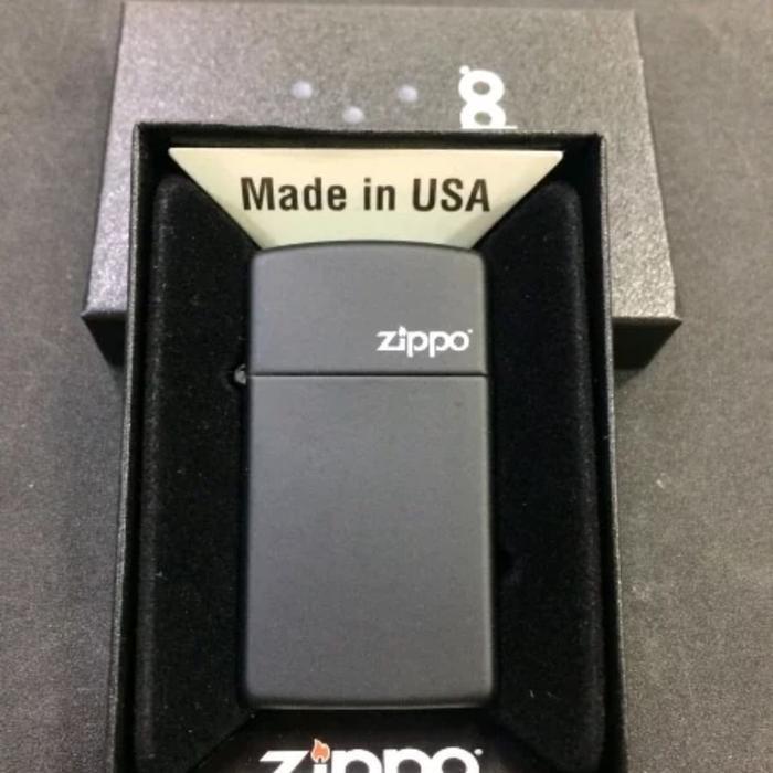 Original Zippo Slim black matte logo 1618zl