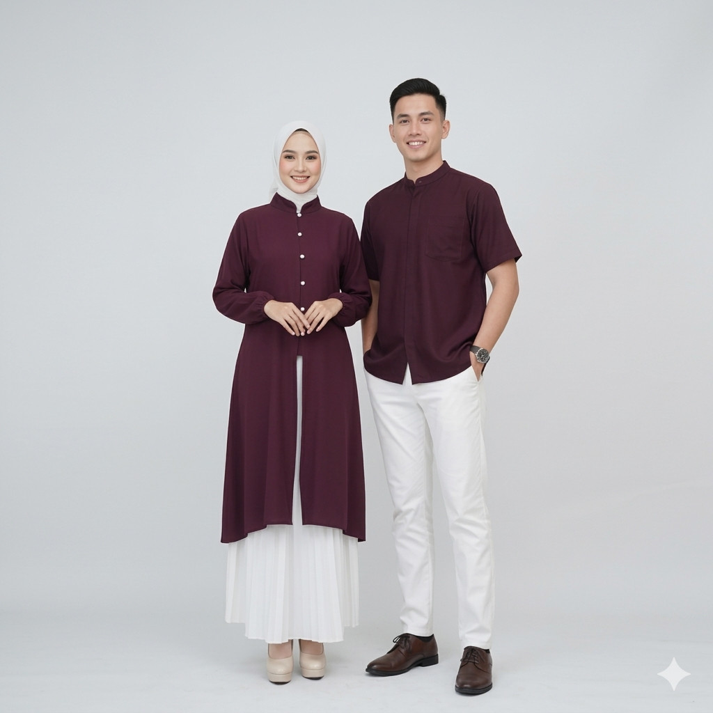 Malaya Long Tunik Couple Pasangan / Baju Muslim Lebaran Pasangan Sarimbit