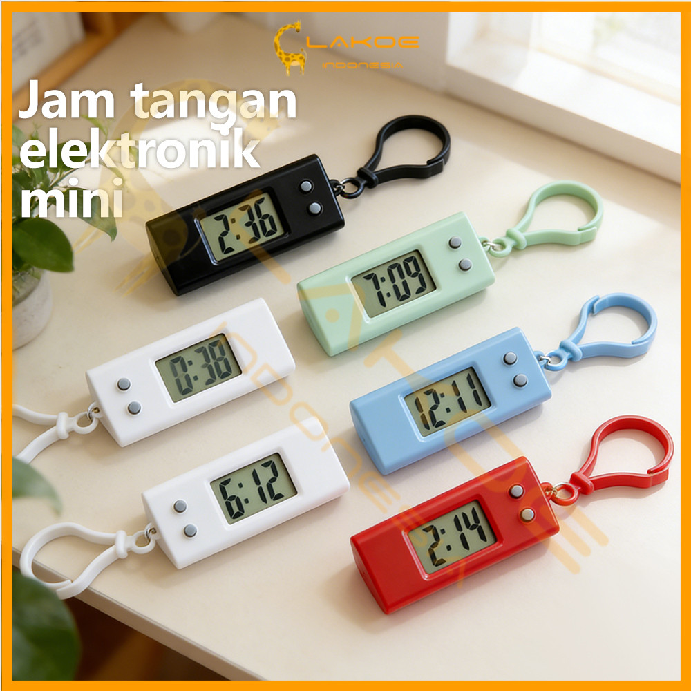 Lakoe Gantungan Kunci Jam Digital LCD Jam mini LCD digital Senyap Jam Digital LCD Saku Portabel