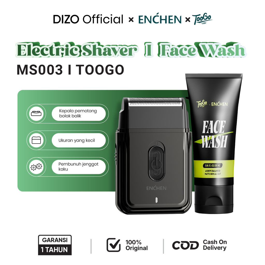 ENCHEN X Toogo MS003 Alat Cukur Kumis dan Jenggot Mini Shaver with Facial Wash 40ml Nursing Combo