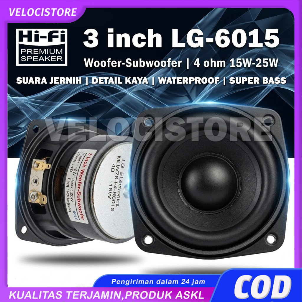 Mini Super woofer Speaker 3 inch LG-6015 Super Bass 4 ohm 15W-25W Woofer Subwoofer bergaransi High P