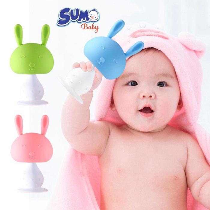 Mainan Gigitan Anak Bayi Teether Rattle Silikon Bunyi Bola Kerincing - Hijau