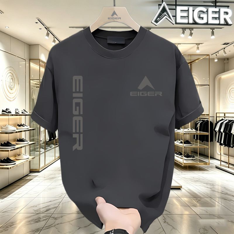 100% Original -Kaos Eiger Oversize 24S Katun | Nyaman Adem | Baju Polos Streetwear Pria Wanita