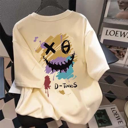 Pakaian Pria Ximi T-shirt serbaguna dengan cetakan grafiti warna-warni gaya Jepang | Kaos Cowok Dist