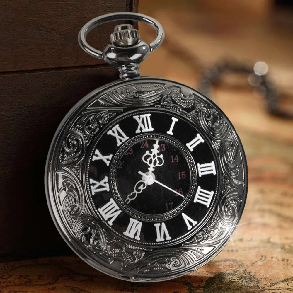Jam Saku Antik Vintage Pocket Watch Quartz Necklace Pendant - Pocket Watch Antik Kalung Jam Saku Vin