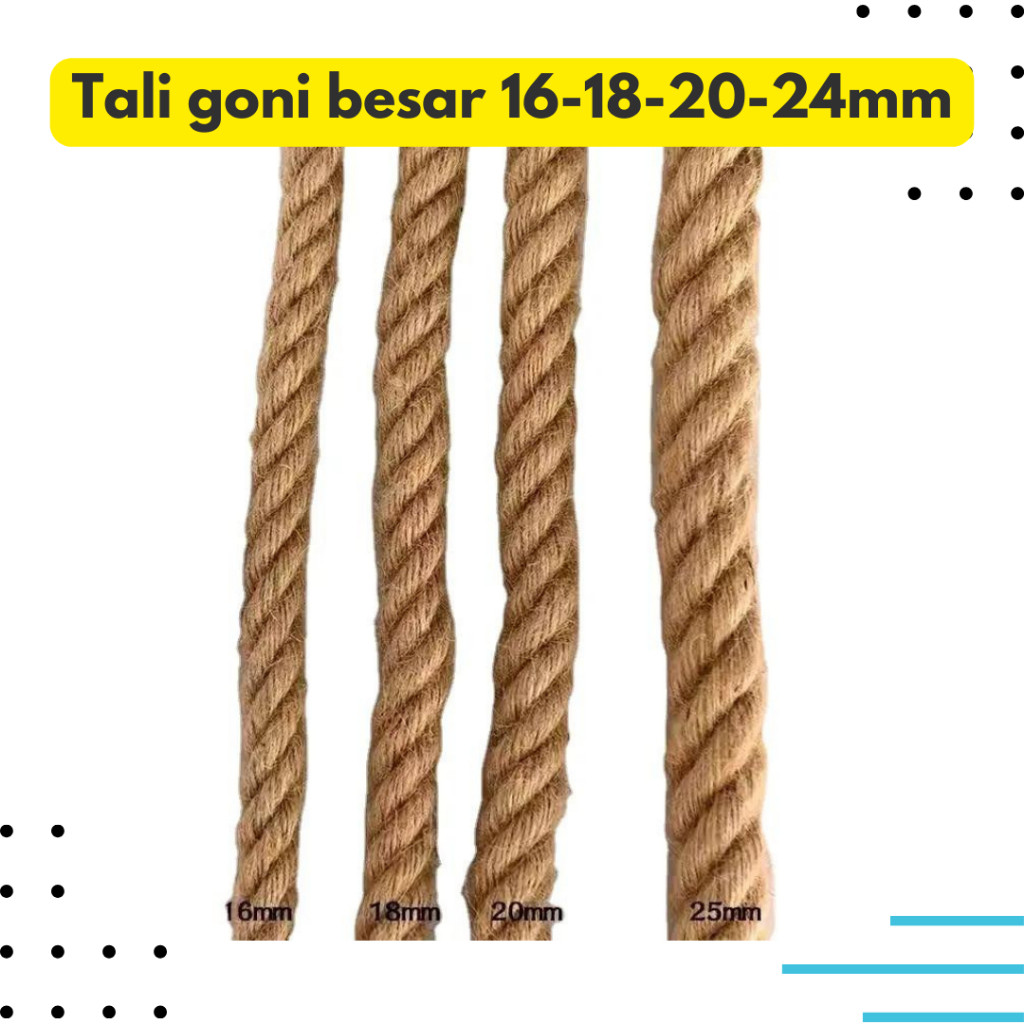 TALI RAMI BESAR TAMBANG GONI 16MM-18MM-20MM-24MM PERMETER-TALI TARIK TAMBANG