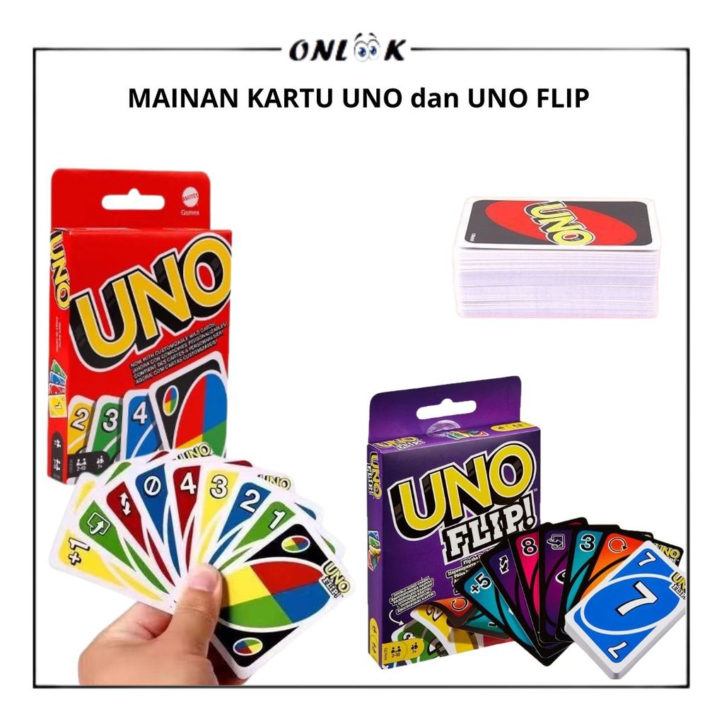 ONLOOK Kartu UNO dan UNO FLIP Original / Permainan Kartu Keluarga Seru