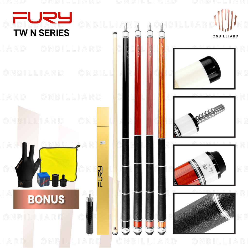 FURY TW-N Stick Billiard Maple Cue Low Deflection Play Cues TW-N1 TW-N2 TW-N3 TW-N4 FURY TW-N