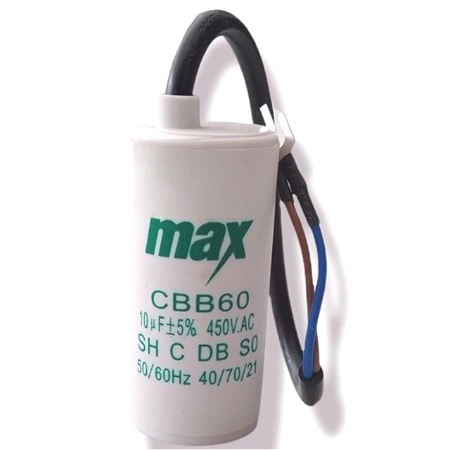 KAPASITOR MESIN CUCI POMPA AIR MAX 10UF 10 UF DAYA 450VAC 450 VAC 50 HINGGA 60Hz CBB60 CBB 60