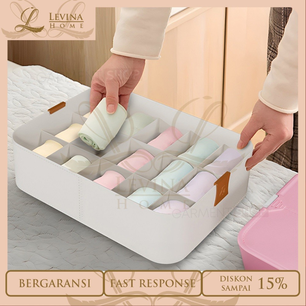 Kotak Pembatas Laci Pakaian Dalam Underwear Storage Box Organizer Kaos Kaki Bra Lemari Baju Agar Rap