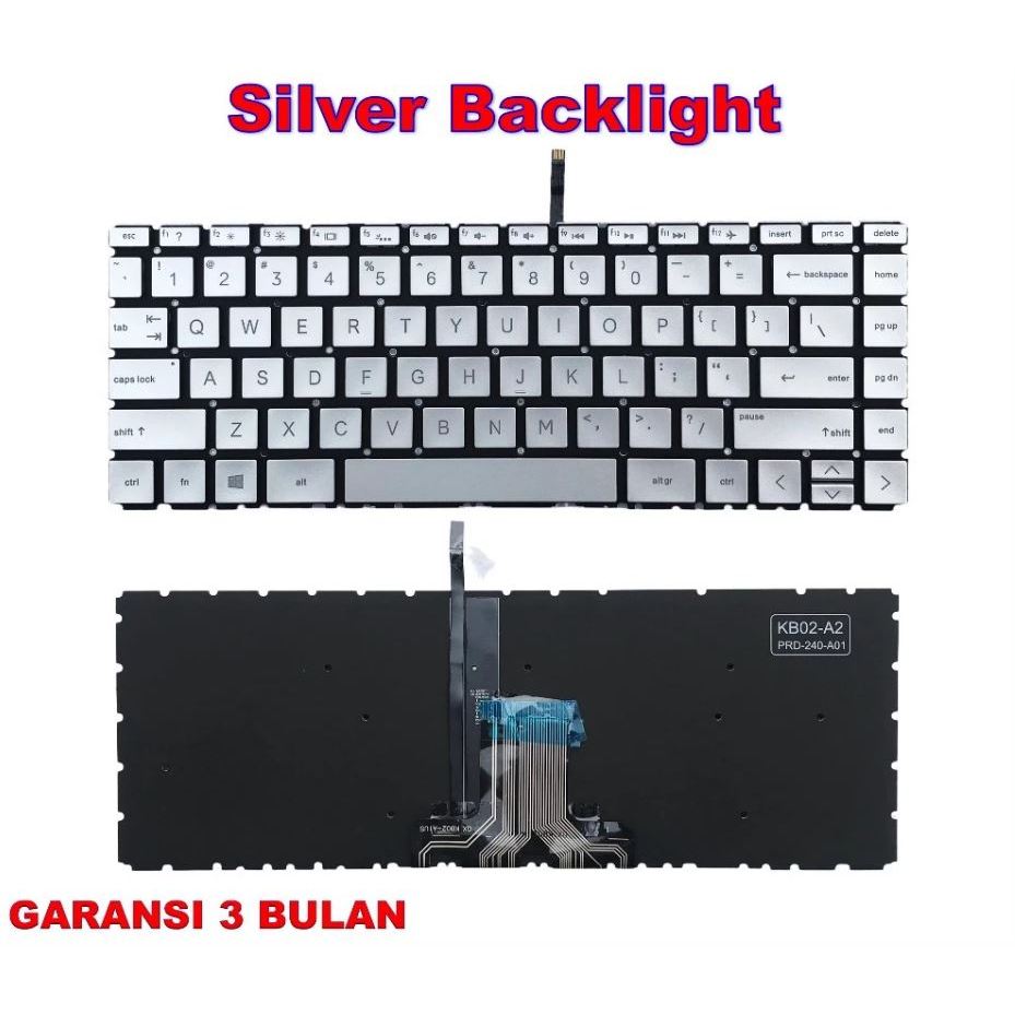 Keyboard Laptop HP 14s-dq0508TU 14s-dq2622TU 14s-dq2518TU Silver BACKLIGHT -NEW