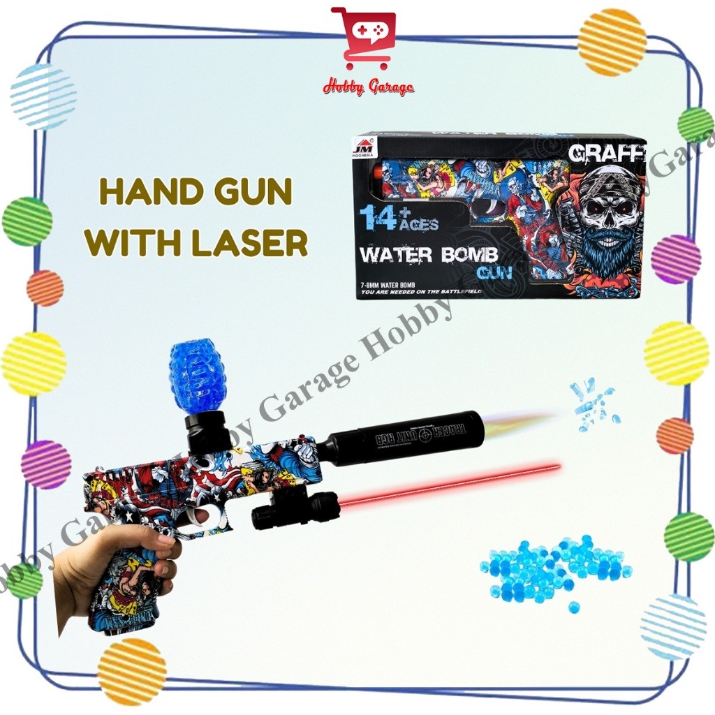 JM Indonesia Mainan Tembakan Anak Handgun Watergel Water Gel Laser Infrared Lampu