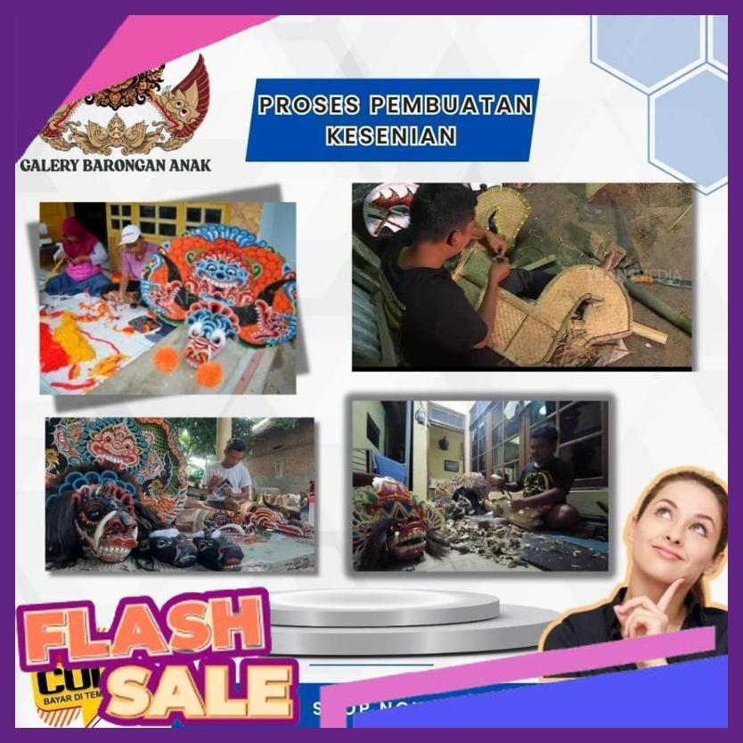 ASLI JAWA Flash Sale Barongan Anak Spon Ijo Ukuran Tanggung Bermofif Macan Terbaik Berkualitas Cocok