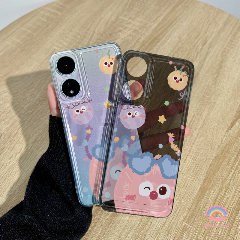 Casing Oppo Bola batubara merah muda di kacamata hitam Transparan Soft Case Fashion Cocok untuk OPPO