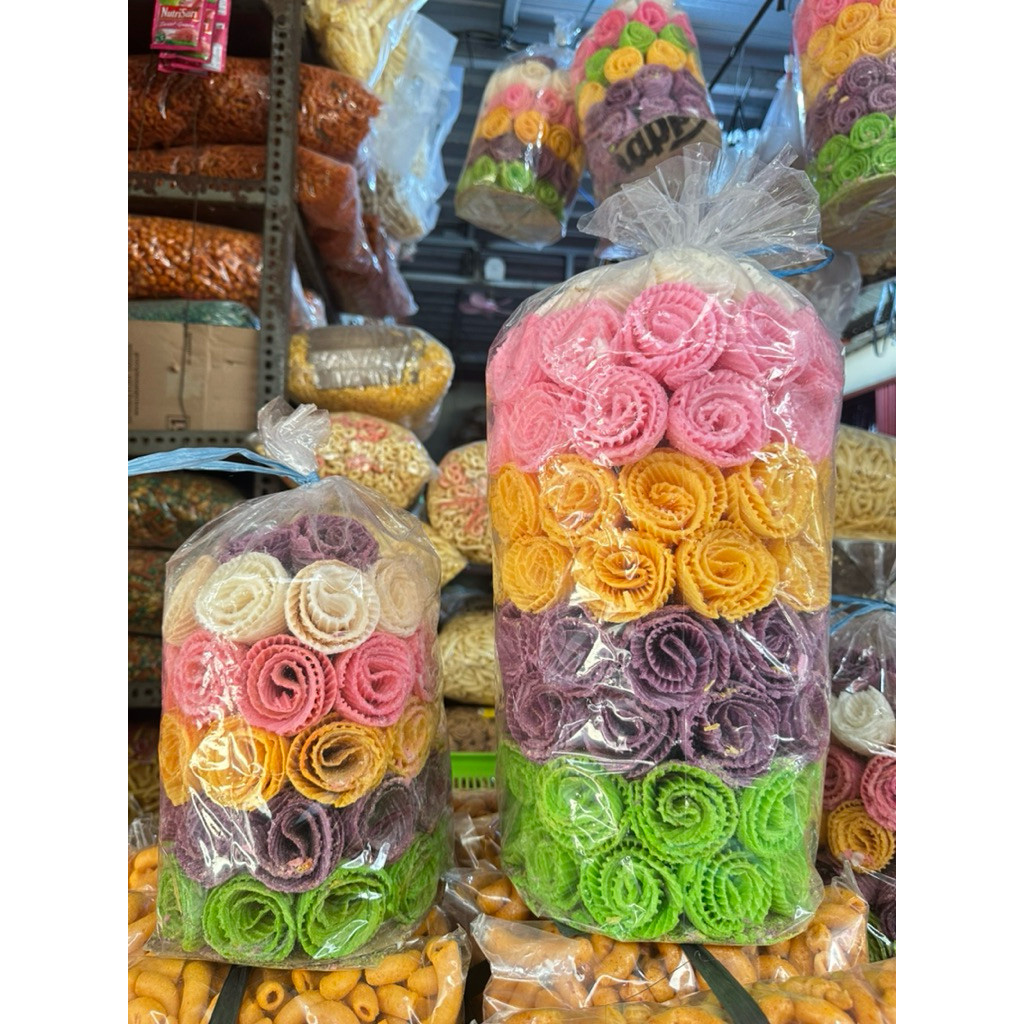 camilan opak gambir warna opak gapit lempit contong manis gurih 100g-1kg