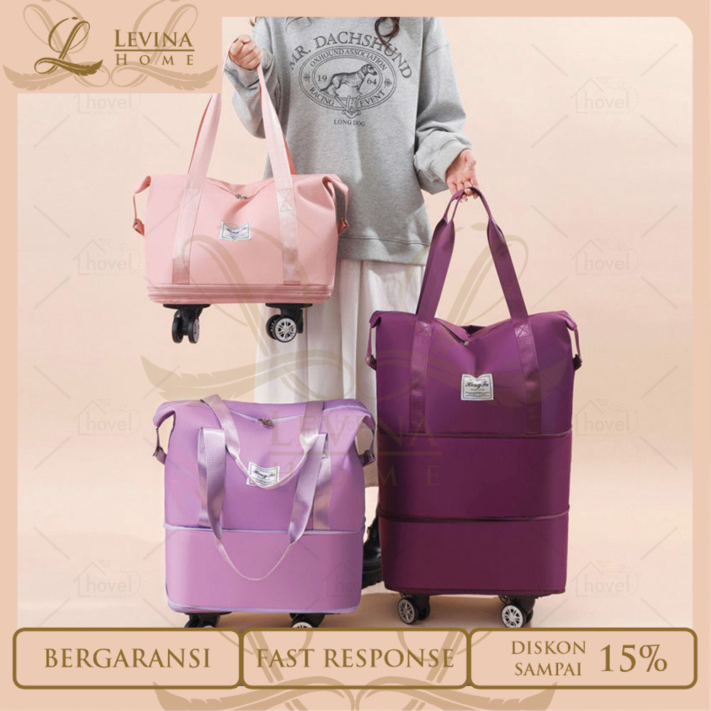 Tas Mudik Jumbo Dengan Roda Travel Bag Besar 3 Tingkat Trolley Duffel Bag Premium Waterproof Multifu