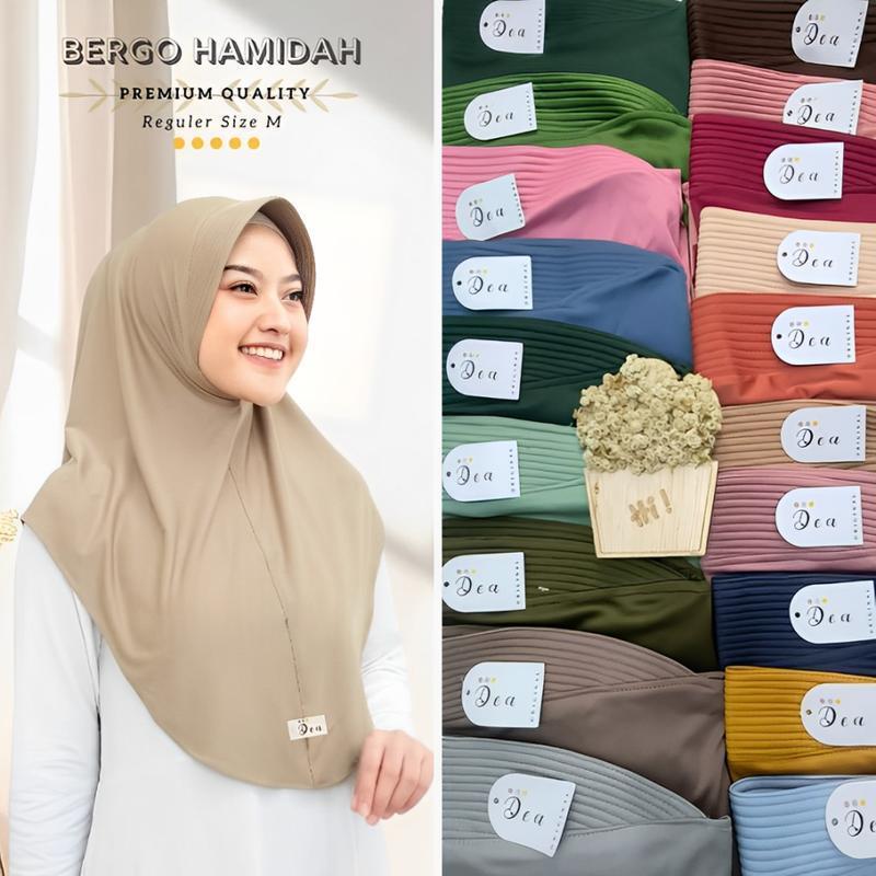 [PAKET 5 Pcs] Hijab Bergo Hamidah Size M | Kerudung Bergo instan Hamidah jersey premium Nyaman dipak