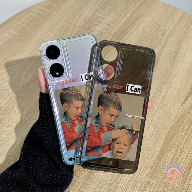 Casing Oppo Anak laki-laki dengan potongan rambut lucu Transparan Soft Case Fashion Cocok untuk OPPO