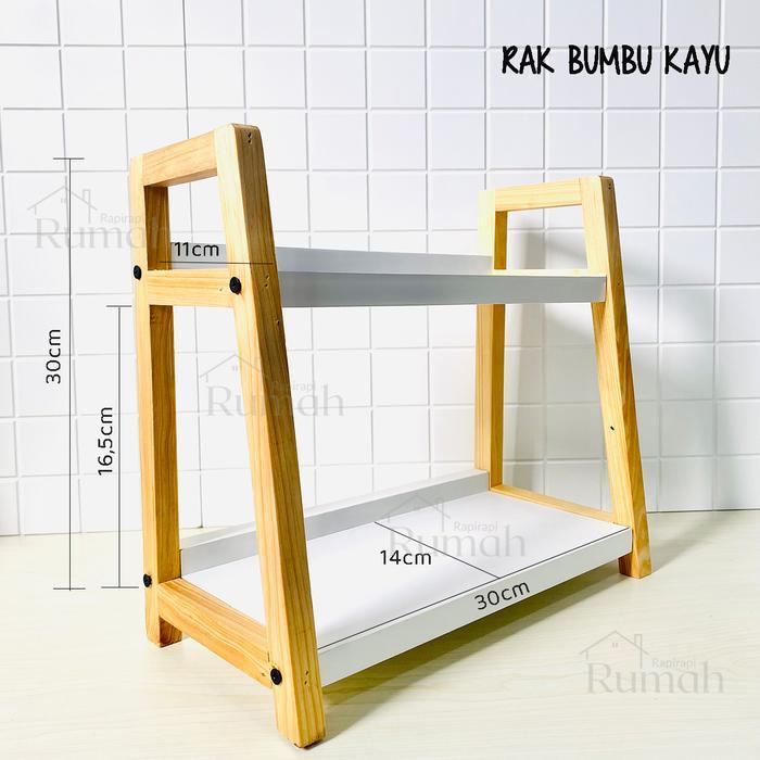 [DARA DAPUR] RAK BUMBU DAPUR 2 tingkat Estetik Kayu Putih - RAK KAYU 2TGK