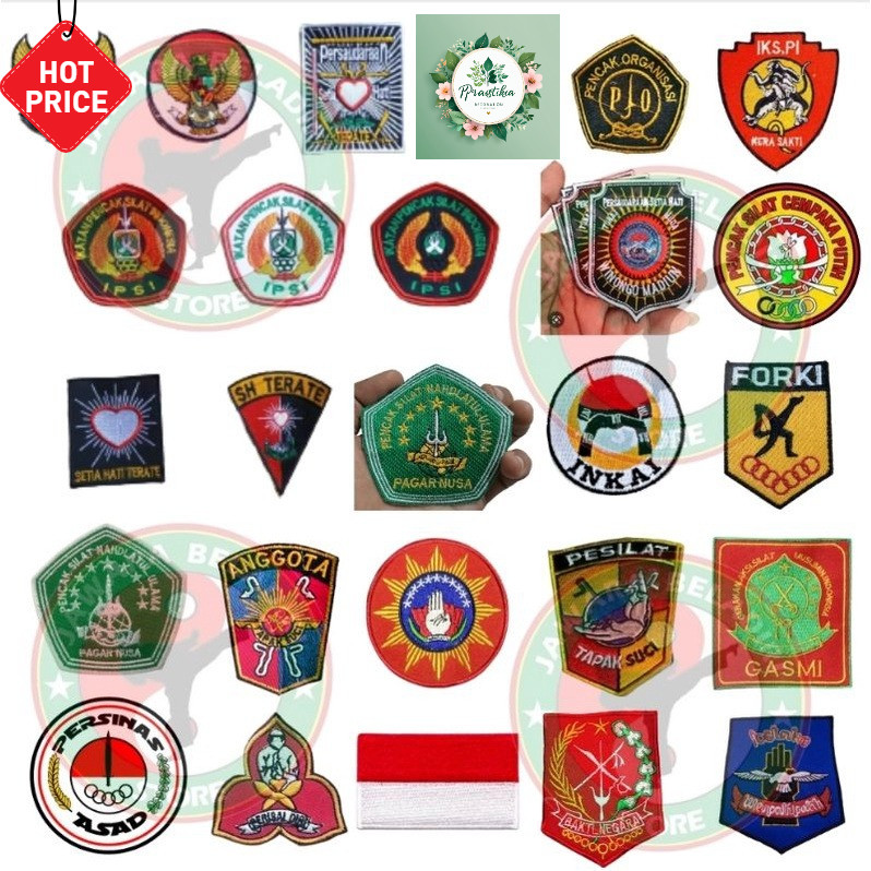 Bet Logo Bordir Beladiri - Indonesia - IPSI Hitam Putih - NU - Nahdlatul Ulama - Stip Palet Sabuk - 