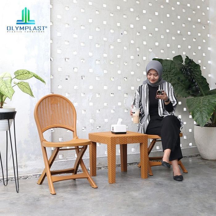 kursi plastik lipat Olymplast - 2 kursi 1 meja