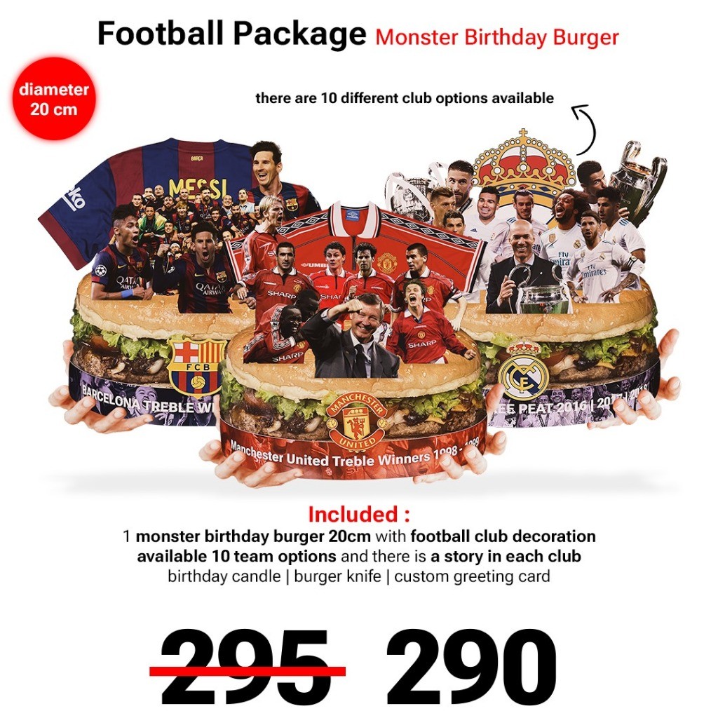Football Monster Birthday Burger 20cm (Birthday Cake Aesthetic)