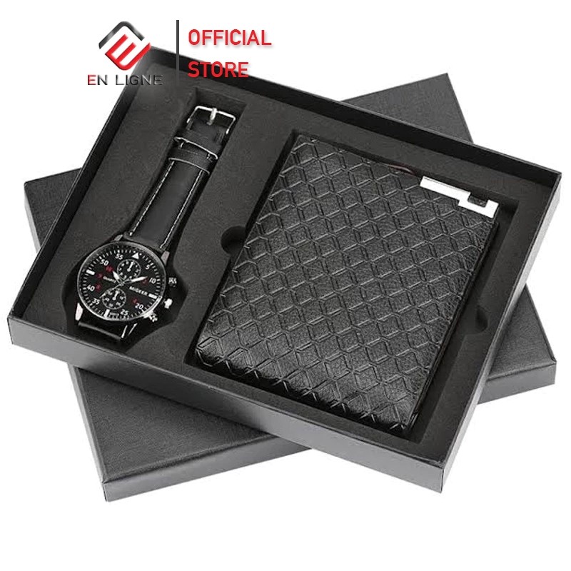 VTQs - Jam Tangan Pria Set - Jam Tangan Gift - Jam Tangan Kado - Jam Tangan Dompet Set - Kado Ultah 