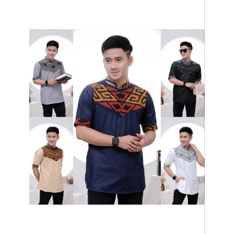 TENUN 88 - Kemeja tenun pria lengan pendek terbaru - kemeja tenun kombinasi - kemeja koko motif tenu
