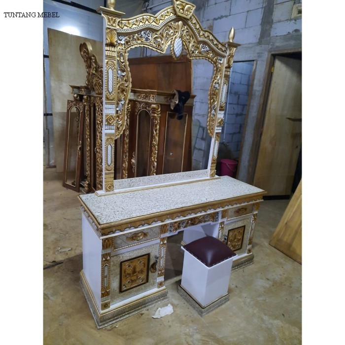 Termurah Meja Rias Tolet Kayu Jati Ukir Gong A