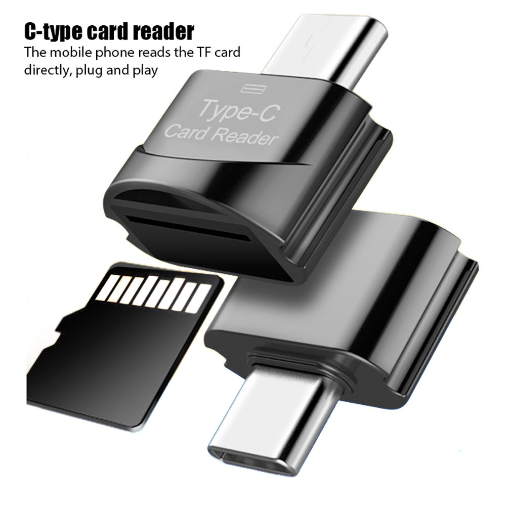 Type-C Portable Card Reader Metal Type-C Flash Card Reader for Memory Card / Mini SD card Adapter / 