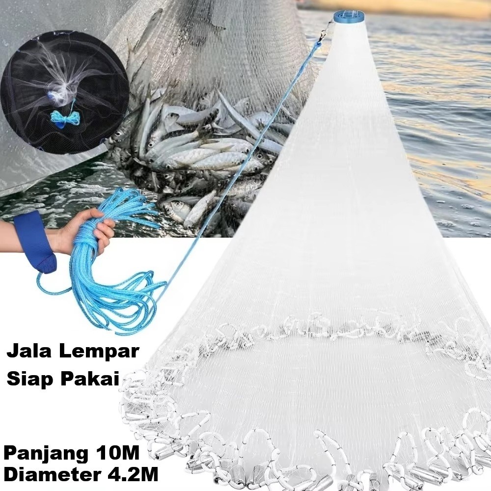 Cast a Net Jaring Jala lempar Nilon Perangkap Tangkap Ikan Udang Siap Pakai Pancing Ikan Fishing Thr