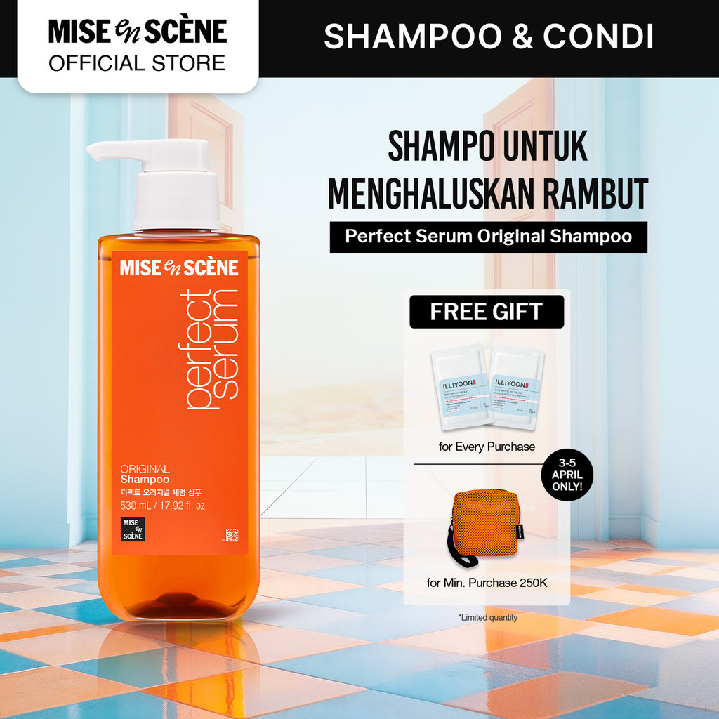 mise en scene Perfect Serum Original Shampoo 530ml - Shampoo Rambut Rusak Melembutkan Tanpa Kusut An