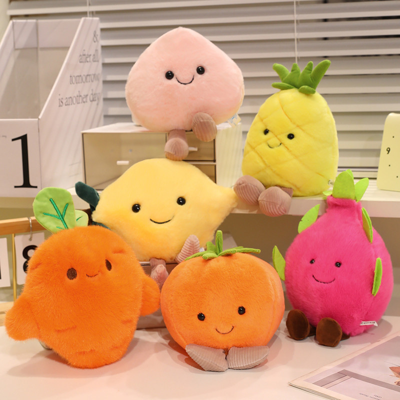 Cartoon Fruit Plush Toy Watermelon Pineapple Persimmon Lemon Apple Dragon Fruit Pea Carrot Pumpkin S