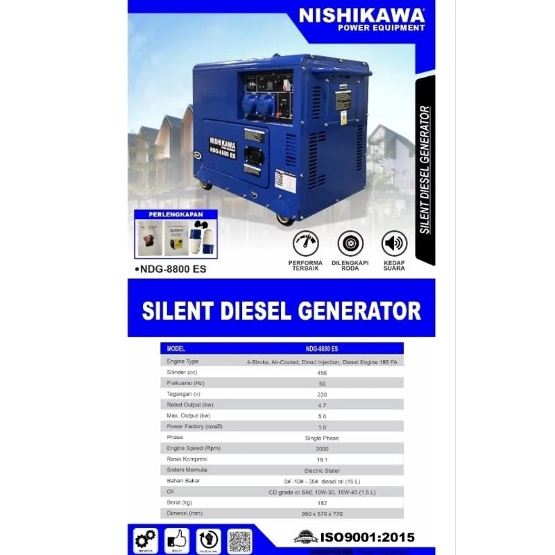 GENSET DIESEL NISHIKAWA SILENT NDG-8800 ES 5000WATT SILENT DIESEL GENERATOR
