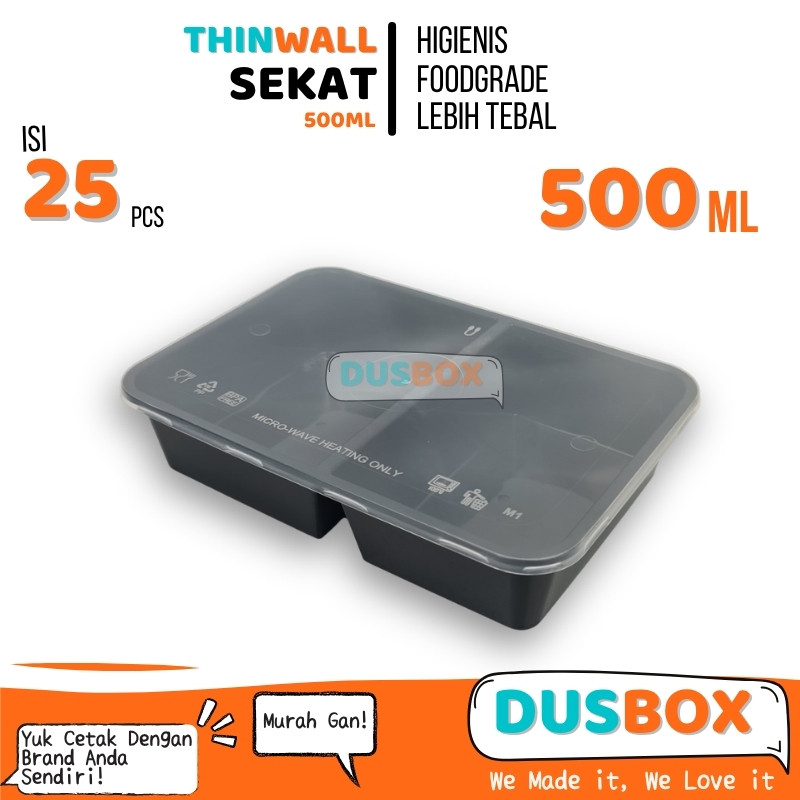 Thinwall Sekat 500ml / Thin Wall Sekat 500ml / Box Makanan / Wadah Makanan / Lunch Box Plastik / Ben