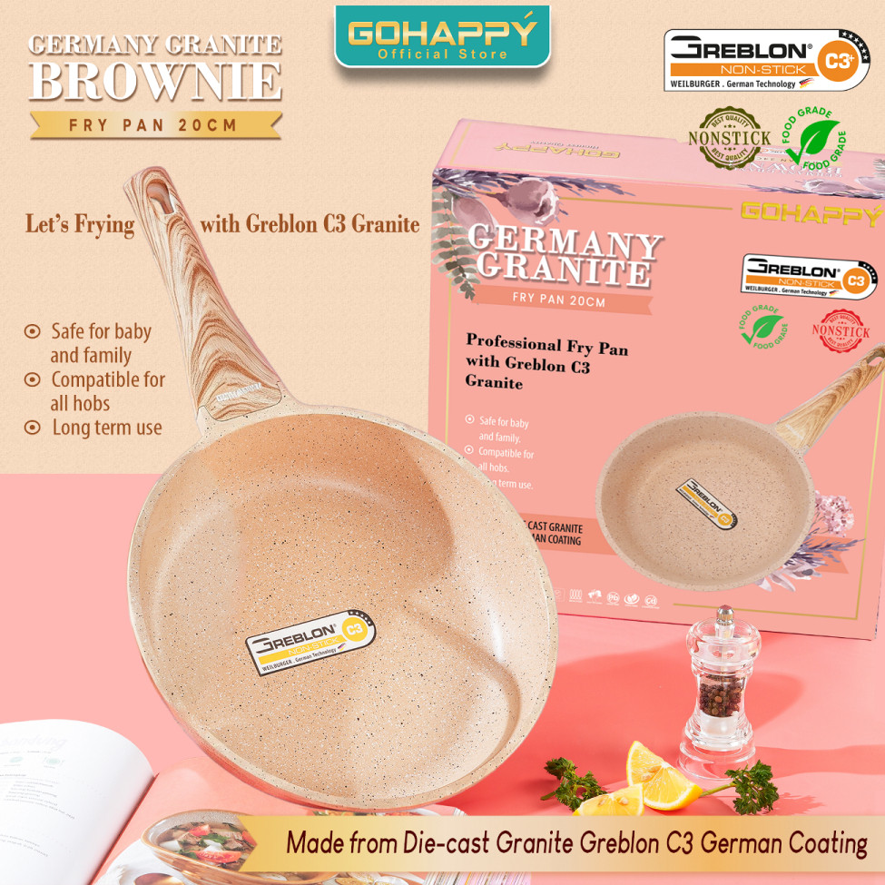 FRY PAN AWET Gohappy Greblon C3 anti lengket terbaik panci penggorengan frypan tahan lama INDUCTION