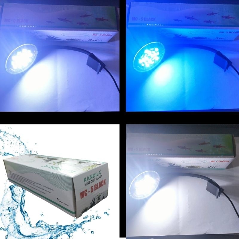 LAMPU JEPIT KANDILA PRO MINI CLIP MC 5 WHITE BLACK LAMPU LED AQUARIUM NANO FISH TANK