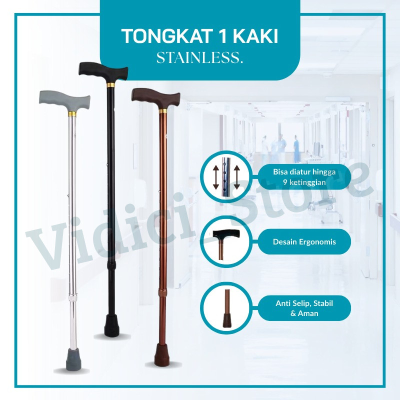 Tongkat Bantu Jalan/Tongkat 1 Kaki/Alat Bantu Jalan/Tongkat Medis Ringan/Tongkat Bisa Turun Naik