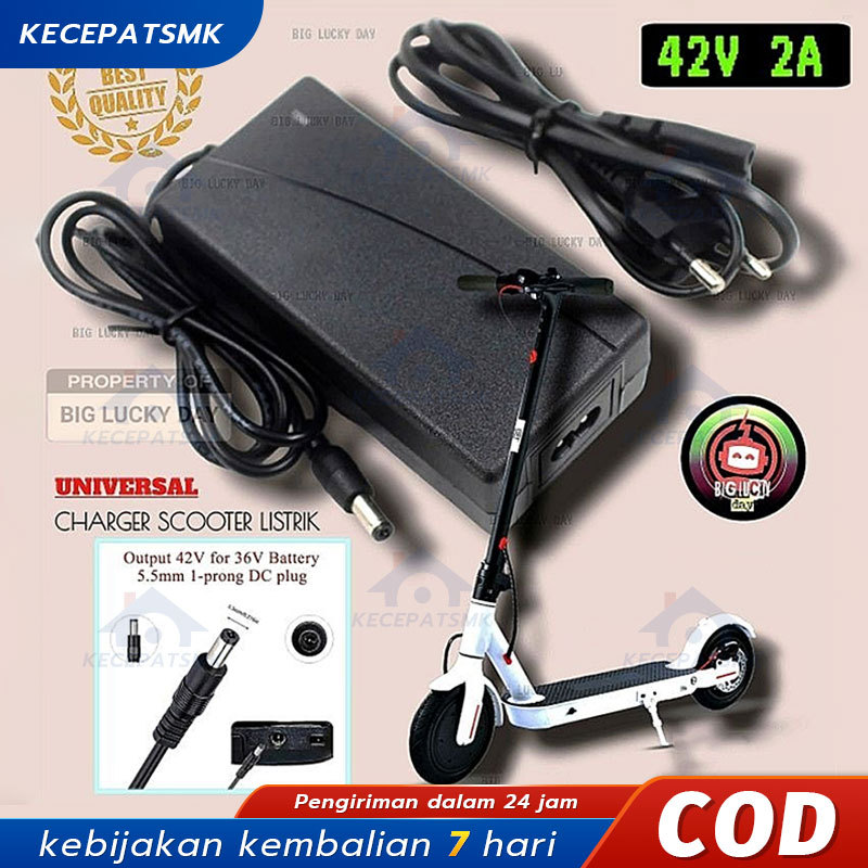 Charger 36v lithium output 42v 2A scooter listrik exotic inokim light fiido dyu himo cas batre 18650