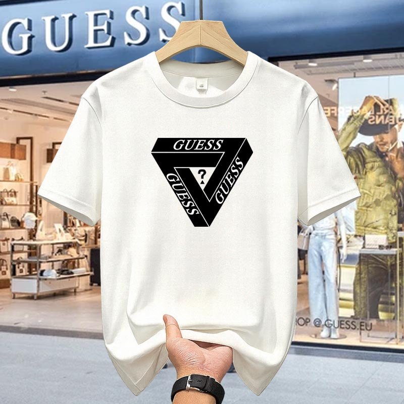 100% Cotton Kaos Pria Guess Resmi Original Fashion Daily Outfit Stylish Nyaman Dipakai Lengan Pendek