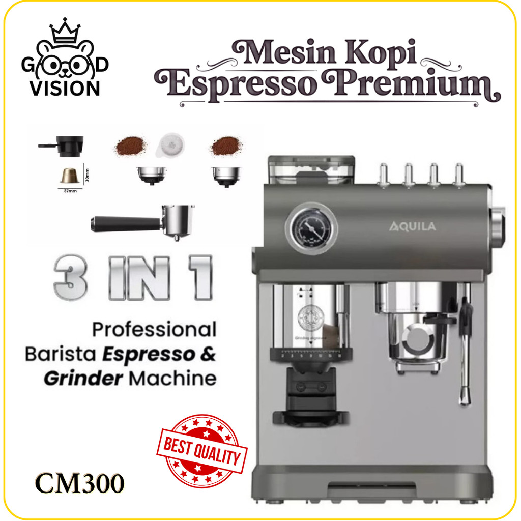 LIMITED SALE Mesin Kopi 20 Bar Aquila CM300 + Grinder Built-in (Baru + Asuransi)